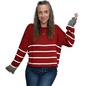 Poof Apparel Boxy Striped Sweater Color Block Nantucket Style Pullover Sz: L